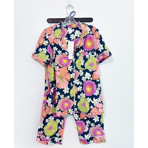 Bedhead X Trina Turk Floral Luxury Pajamas Cropped Set Size Small - Picture 1 of 7